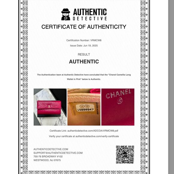 CHANEL Pink Camellia Lamb Leather Flap Wallet COA - Full Set - Picture 13 of 13